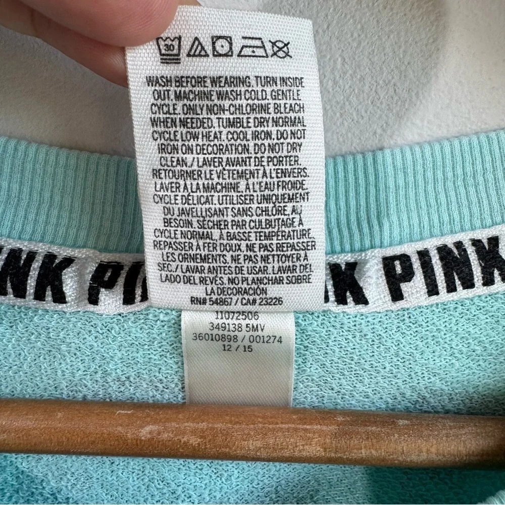 Victoria's Secret PINK Spirit Jersey Shirt Sz XS Blue Spellout Top Sporty Casual - Picture 7 of 11